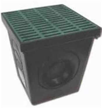 POLYLOK CATCH BASIN 9" Sq w/grate (GREEN) & 2 seals 