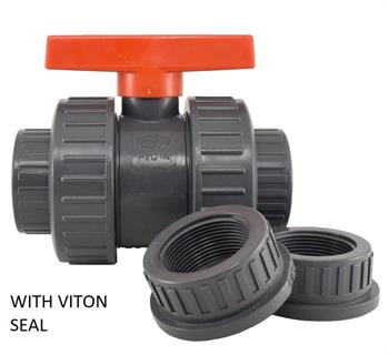 BALL VALVE 2" ChemKor T/U Grey, PVC, Viton, s/t