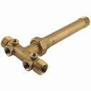 TANK TEE 1" x 10" Leg w/U, 2" x 1/2" Drains, NL Brass