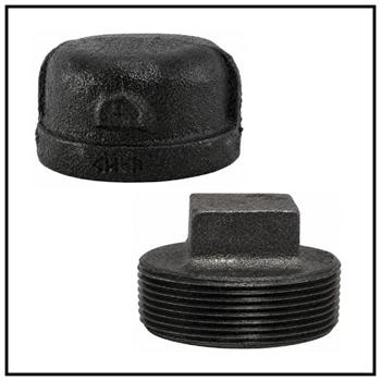 Black Malleable Pipe END CAPS & PLUGS