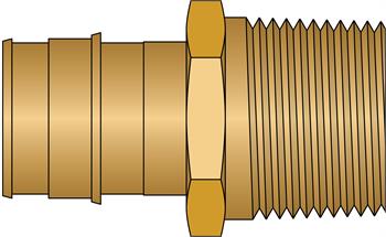 1" PEX F1960 × 1" MNPT No Lead Brass Adapter