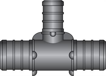 3/4" × 3/4" × 1/2" PEX HPP Tee