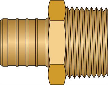 1" PEX × 1" MNPT No Lead Brass Adapter