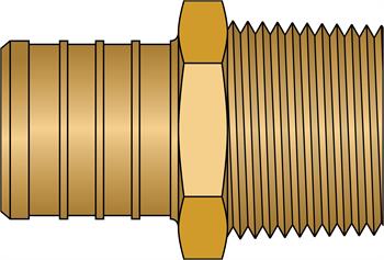 1" PEX × 3/4" MNPT No Lead Brass Adapter