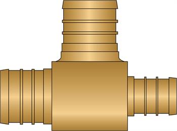 3/4" × 1/2" × 3/4" PEX No Lead Brass Tee