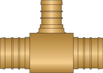 3/4" × 3/4" × 1/2" PEX No Lead Brass Tee