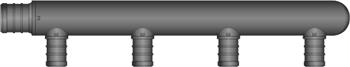 4 Port Single Row, 3/4" PEX × Closed End HPP Multiport Tee