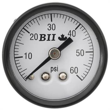 PRESSURE GAUGE 30psi 1/4" BACK MOUNT 2" Dial, Steel Case