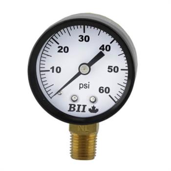 PRESSURE GAUGE 60psi 1/4" LOWER MOUNT 2" Dial, Steel Case