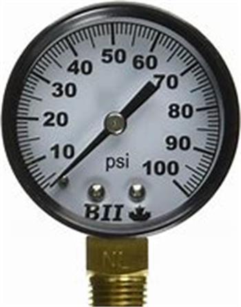 100 psi PRESSURE GAUGE 1/4" LOWER MOUNT 2" Dial, ABS CASE
