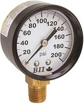 PRESS GAUGE 200 psi 1/4" LM 2" Dial, Steel Case 