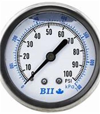 LIQ PRESS GAUGE 60# 1/4" BM 2.5" Dial, SS Case