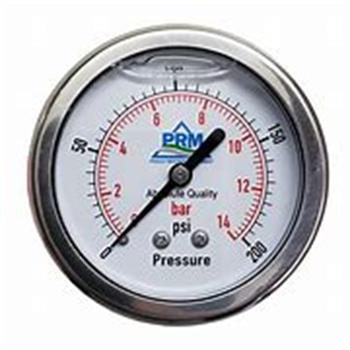 LIQ PRESS GAUGE 200# 1/4" BM 2.5" Dial, SS Case