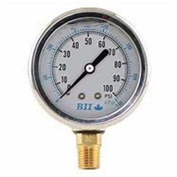 LIQ PRESS GAUGE 300# 1/4" LM 2.5" Dial, SS Case