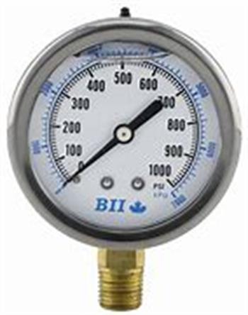 LIQ PRESS GAUGE 3000# 1/4LM 2.5" Dial, SS Case