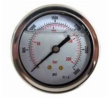 LIQ PRESS GAUGE 3000# 1/4" B 2.5" Dial, SS Case