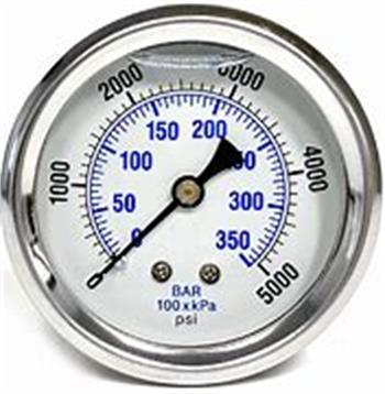LIQ PRESS GAUGE 5000# 1/4BM 2.5" Dial