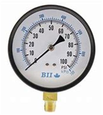 PRESS GAUGE 100psi, 1/4" LM 4.5" Dial, Metal case