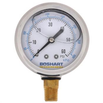 PRESS GAUGE 60# 1/4" LM 4" Dial, Liquid Filled