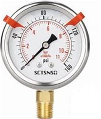 PRESS GAUGE 160psi, 1/4" LM all-stainless, 2.5" Dial