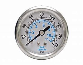 PRESS GAUGE 160psi 1/4" BM all-stainless, 2.5" Dial