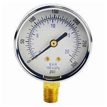 PRESS GAUGE 300psi 1/4" LM all-stainless, 2.5" Dial