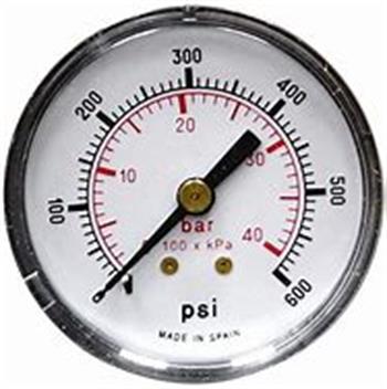 PRESS GAUGE 600psi 1/4" BM all-stainless 2.5" Dial