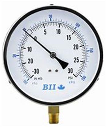 PRESS/VACUUM GAUGE 30-0-30 4" Dial, 1/4" LM